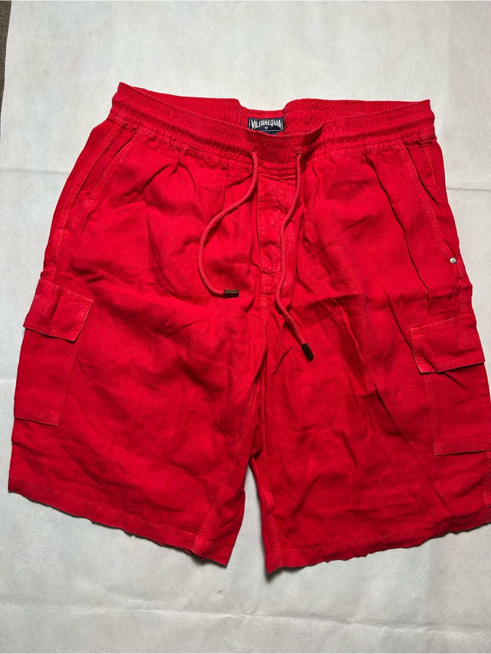 Vilebrequin red linen cargo shorts size XXXL